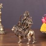 Pure Brass Durga Intricate Idol | 3" Sacred Art | 80g Compact Masterpiece | Enhanced Carving Divine Beauty | Jaipurio